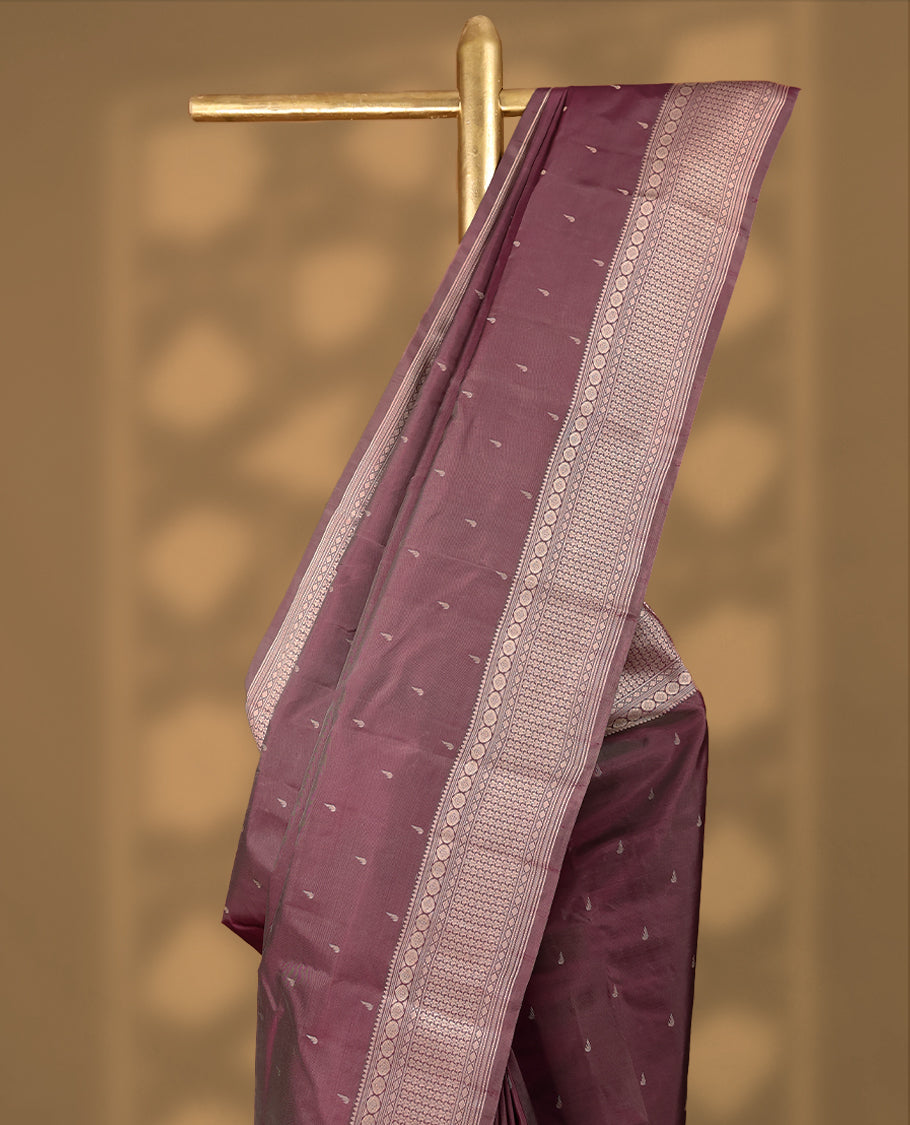 Faded Purple Colour Vasundhara Silk Saree having Thread Buttas in Body with Border and Self Coloured Blouse
