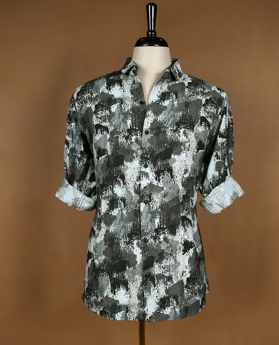 Dark with Multi Colour Printed GVANKEE Full Sleeve Shirt for Men
