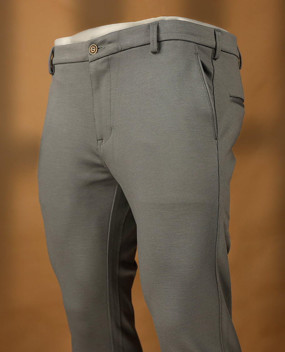 Ash grey colour IRONY plain formal pants for men.