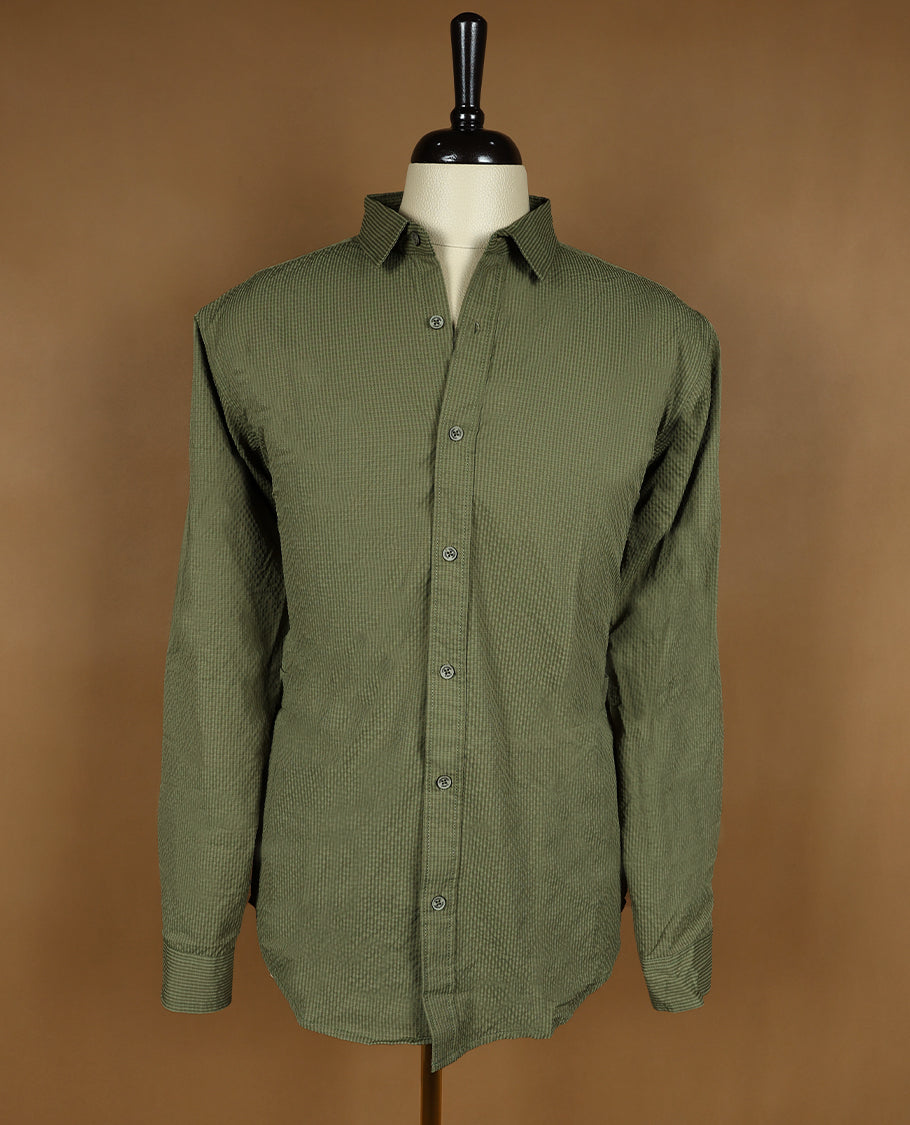 Mung Bean Colour Plain STRUCTUREN CARGO Full Sleeve Shirt for Men