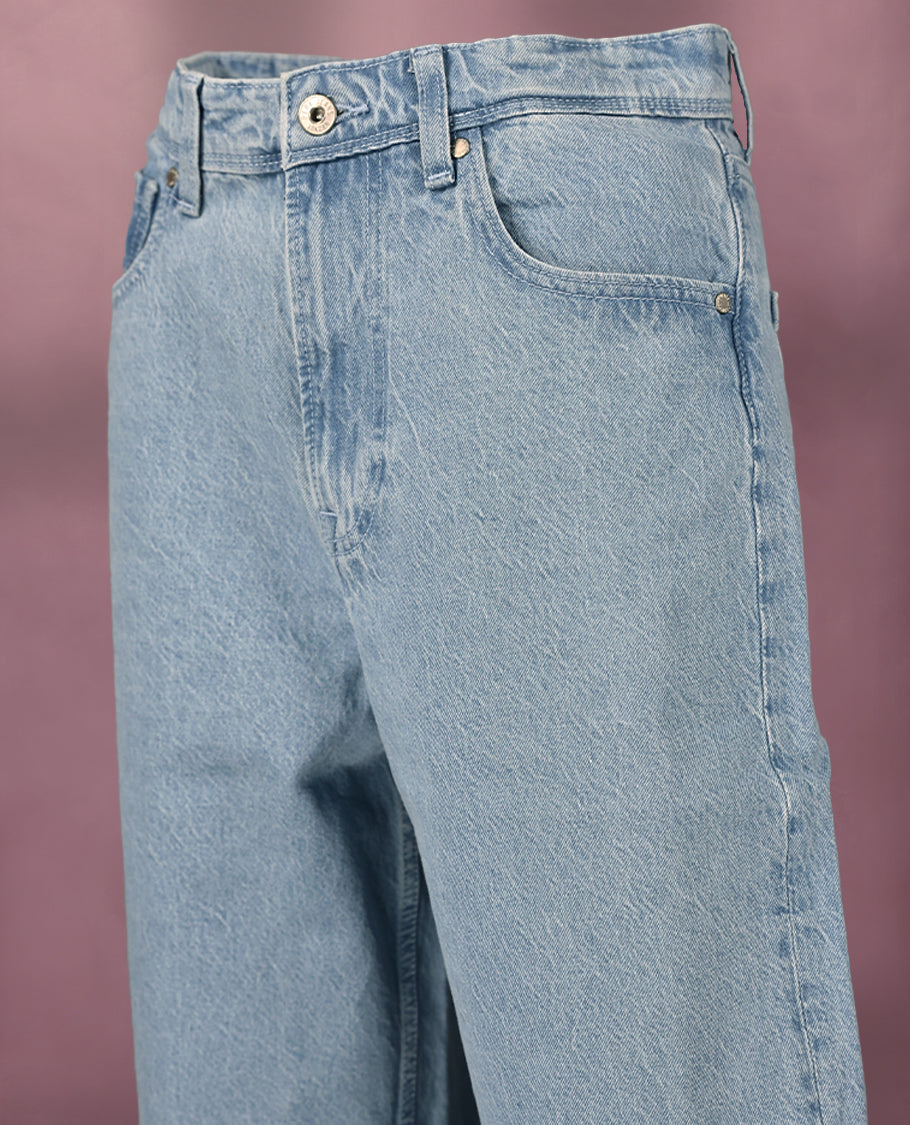 Faded Light Blue colour, high-quality PEPE high-rise jeans for women.