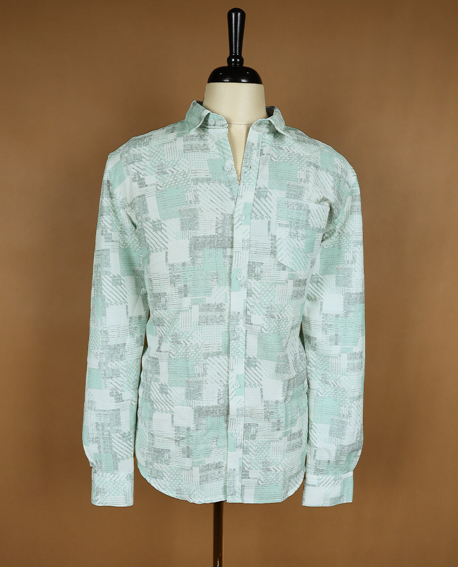 White Colour YAMAOTO Full Sleeve Shirt with Multi Colour Prints for Men