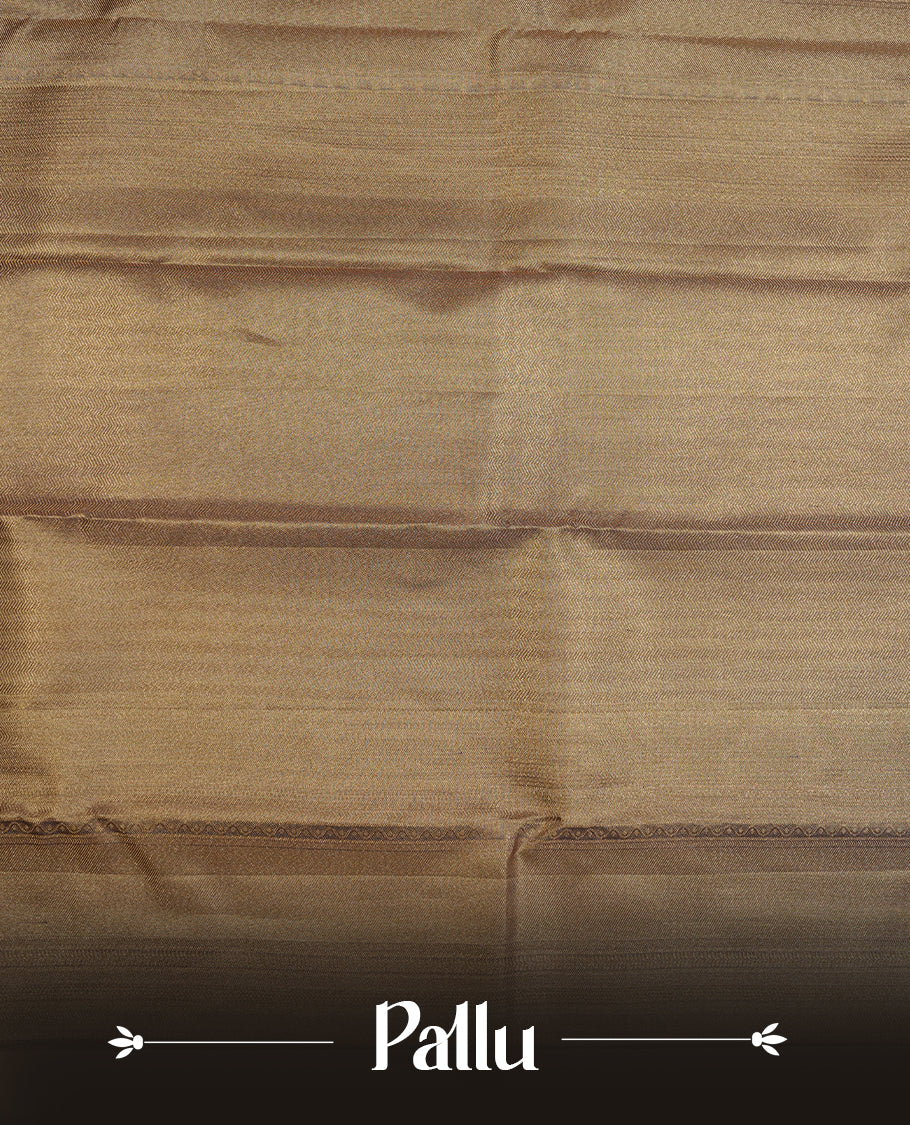 Purple & gold double shade colour kancheepuram tissue silk saree highlighting gold stripped zari pattern body, with self colour colour with traditional border and paired with matching blouse.