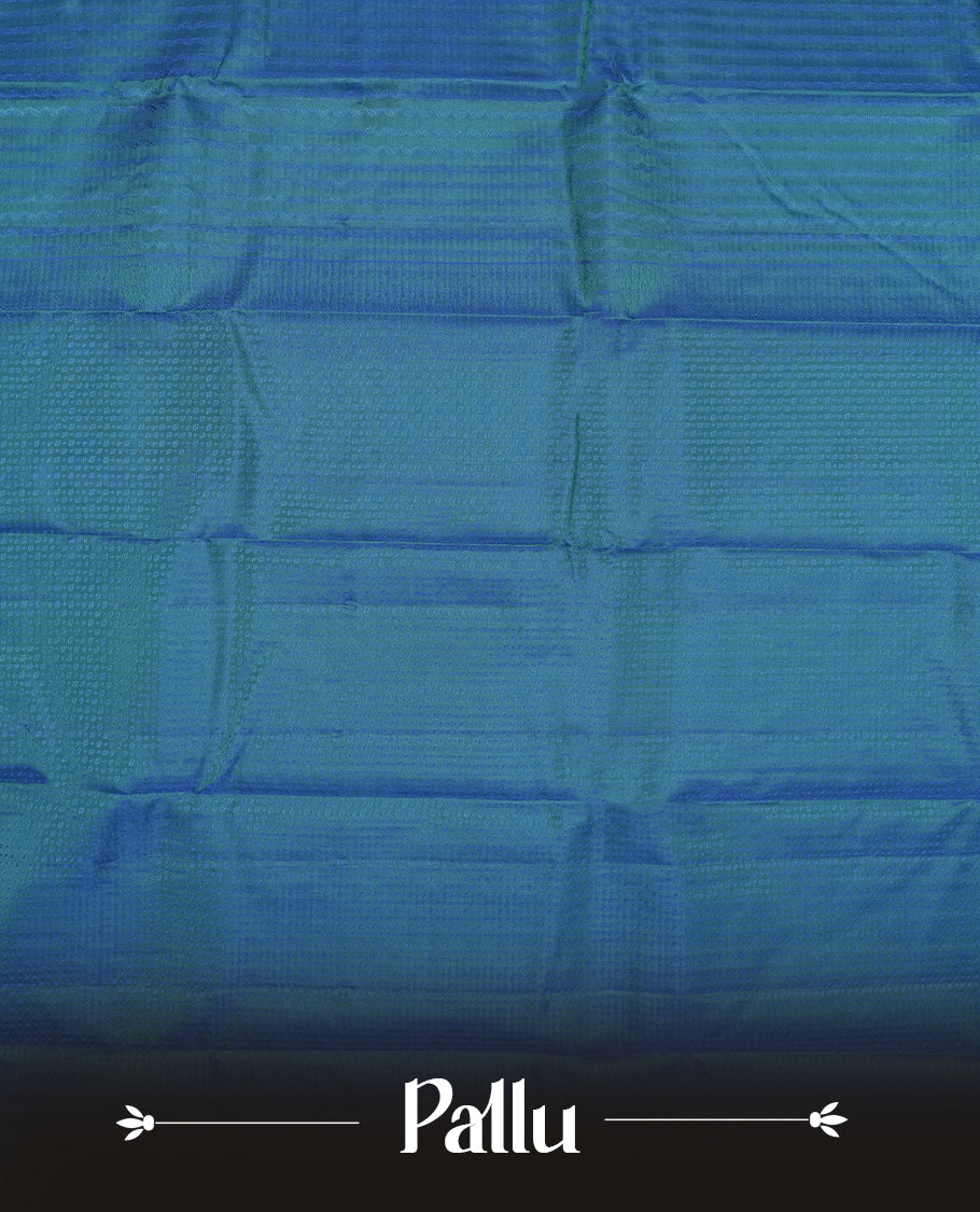 Peacock Blue Colour Semi Soft Silk Saree Featuring a Self Coloured Patterned Body, Complemented by Self Coloured Pallu & Border and a Matching Blouse Piece