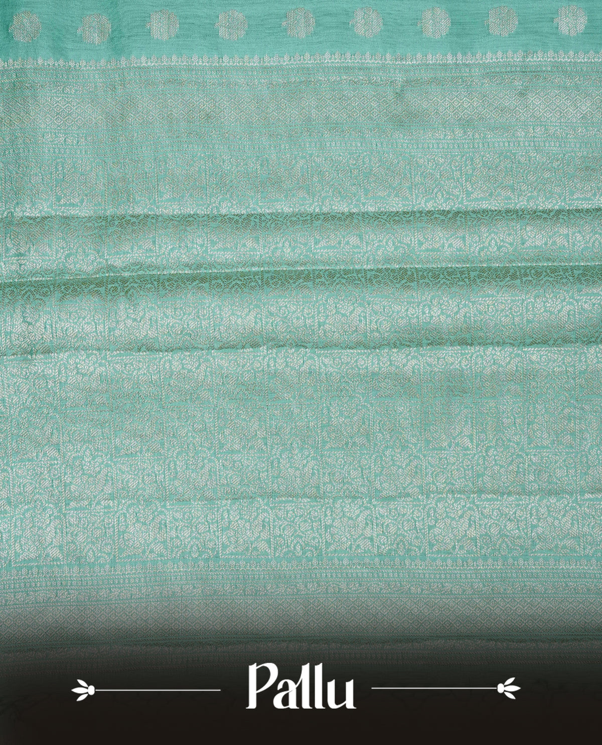 Light green colour banaras saree featuring silver zari buttas on body, complemented silver zari on self colour border, comes with matching blouse piece.