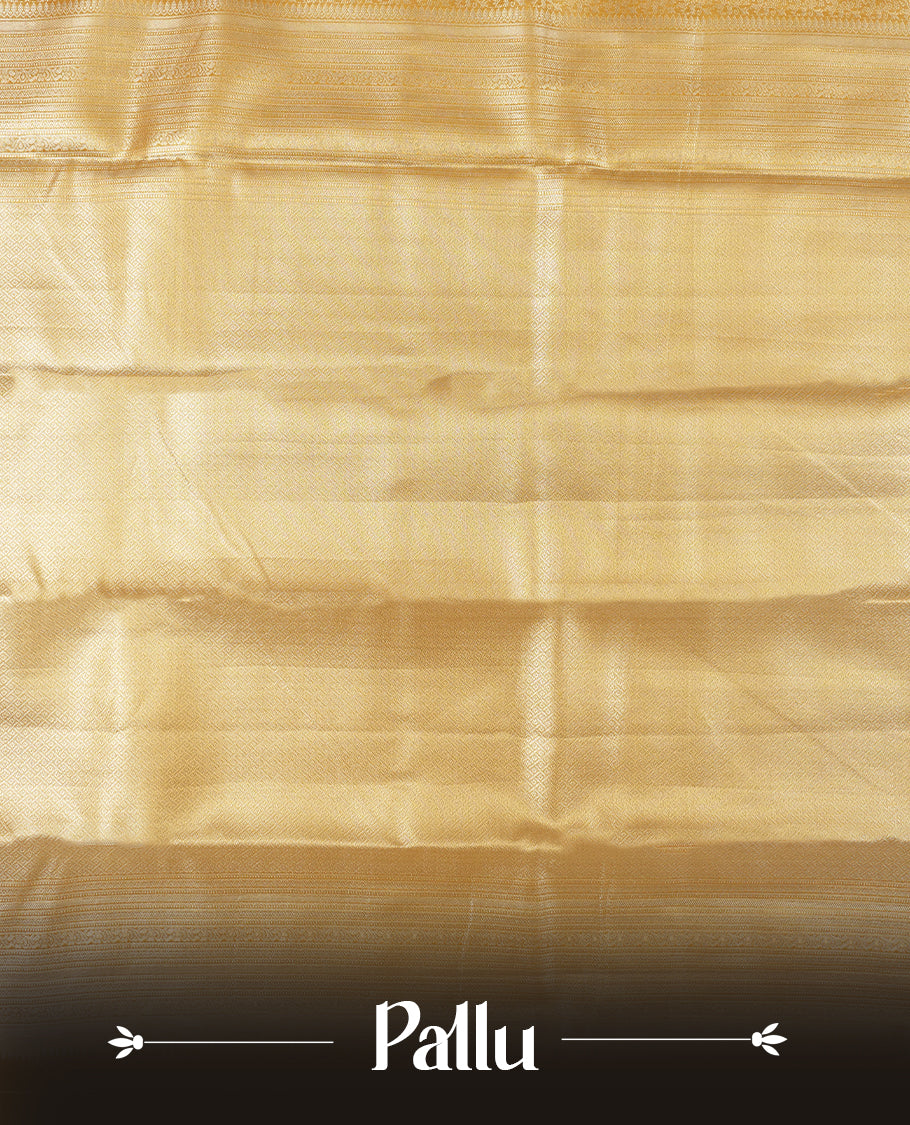 Golden colour and silver Zari Tissue Brocade Saree features intricate Motifs on body and rose gold colour traditional border & pallu, paired with matching blouse