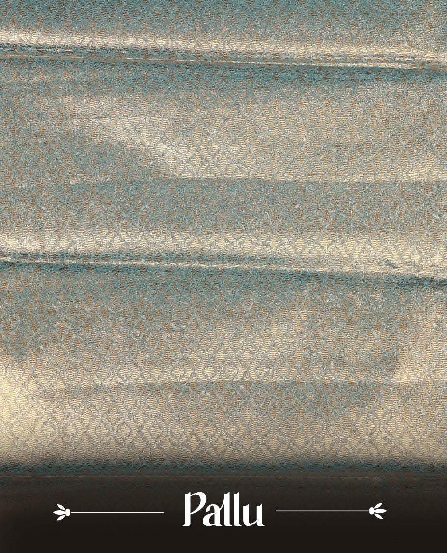 Light blue & Gold colour Double shade Semi tissue silk saree featuring self color kodi pattern on body, self colour with Fancy border, paired with matching.