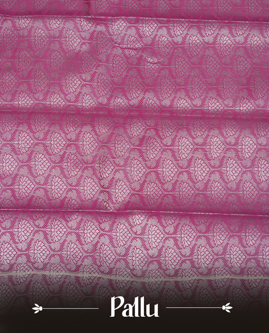 Cream colour Semi silk saree Featuring gold zari motifs on body, complemented by Self colour with Rose gold zari border, paired with matching blouse piece.