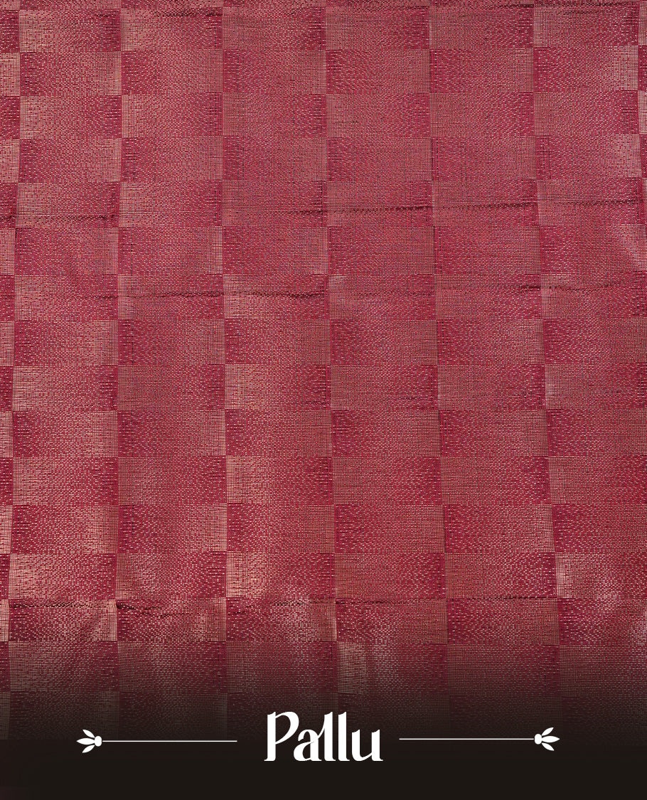 Black Colour Traditional Kancheepuram Silk Saree Featuring Gold Zari Stripes on the Body, Designed With Contrast Maroon & Gold Zari Lord Krishna Designed Pallu, Paired with a Matching Blouse.