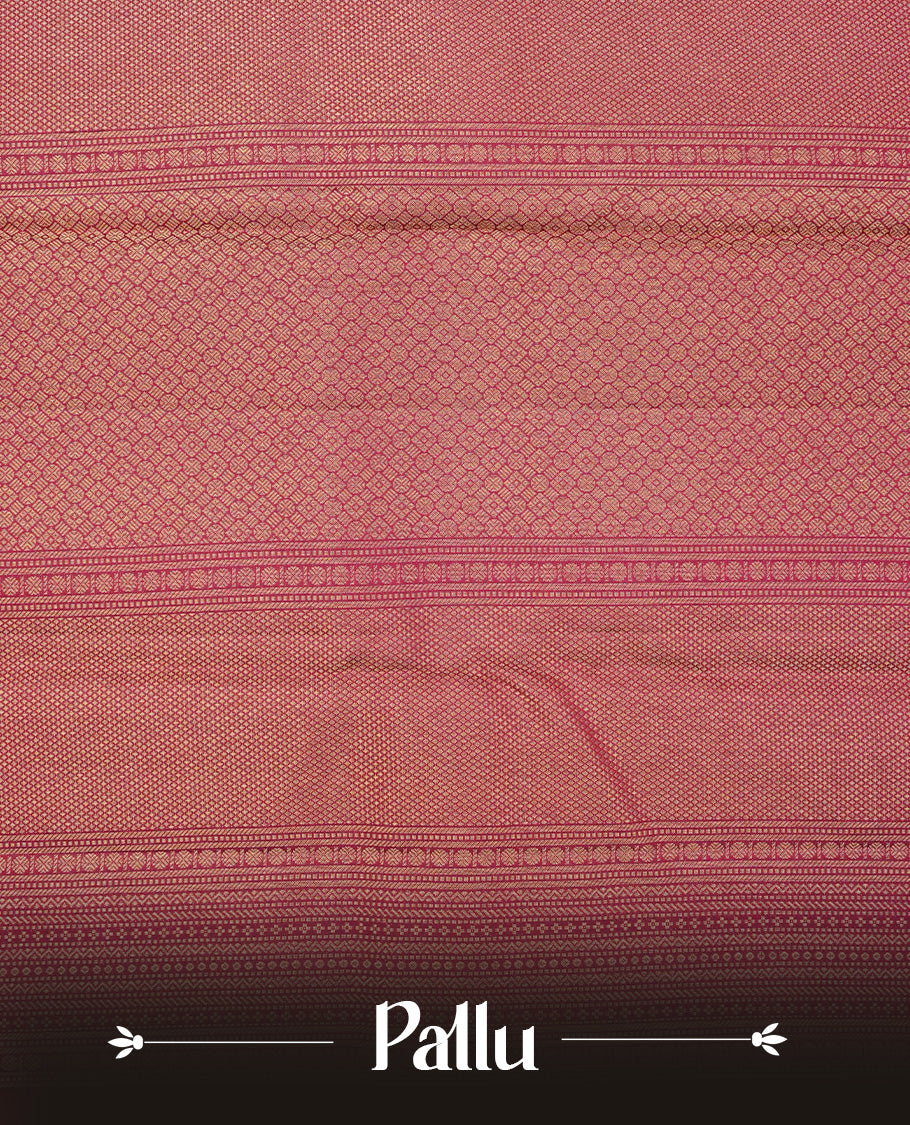 Maroon colour pure wedding silk saree featuring gold zari Box with Motifs on body, complemented by self colour with traditional border, comes with matching blouse piece.