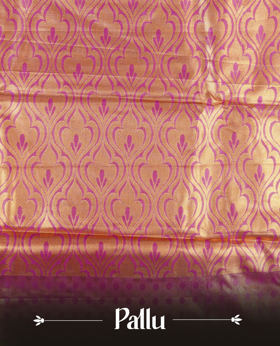 Violet & Gold colour Double shade Semi tissue silk saree featuring self color Floral pattern on body, Contrast Purple colour with Fancy border, paired with matching.