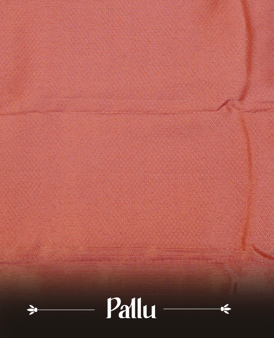Pink Colour Traditional Kancheepuram Slik Saree Featuring Gold Zari Motifs on the Body, Complemented by a Self Colour Gold Zari Traditional Border and Pallu, Paired with a Matching Blouse .