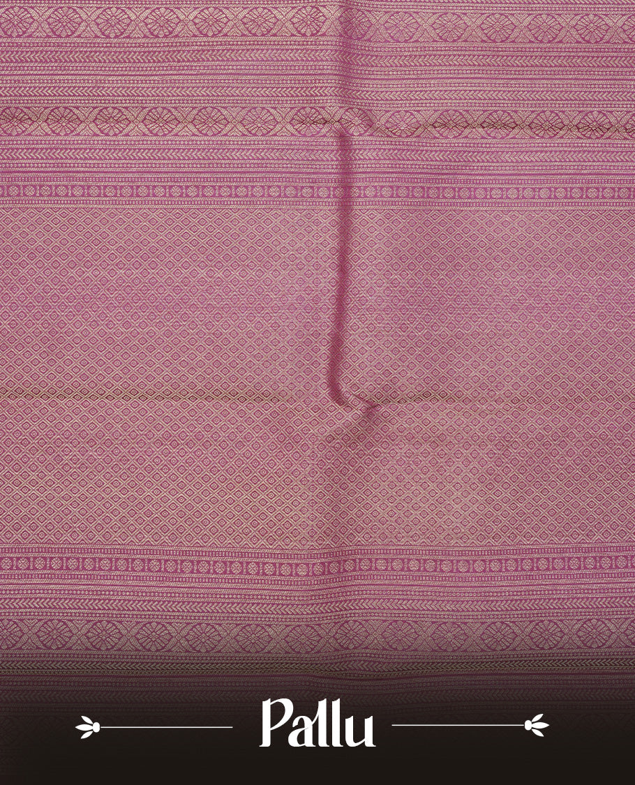 Wine colour Pure wedding silk saree featuring Gold zari Check with motifs on body, complemented by self colour with traditional border, comes with matching blouse piece.