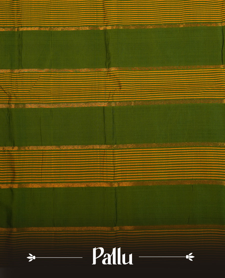 Mangalagiri Cotton saree Featuring Pochampally Patterned Body , Complemented By Tissue Border & Contrast Pallu, Paired With A Matching Blouse Piece