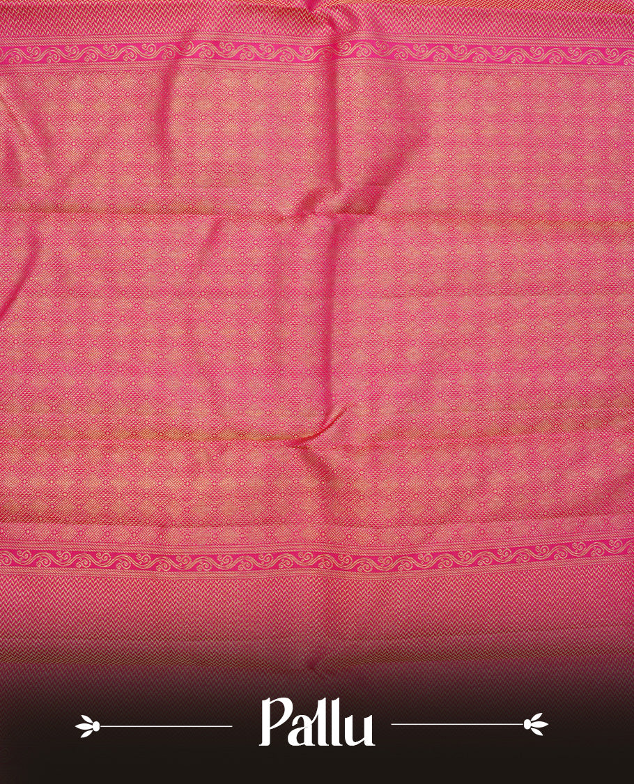 Magenta colour pure wedding silk saree featuring gold zari box Designed pattern on body, comeplemented by self colour with traditional border, comes with matching blouse piece.