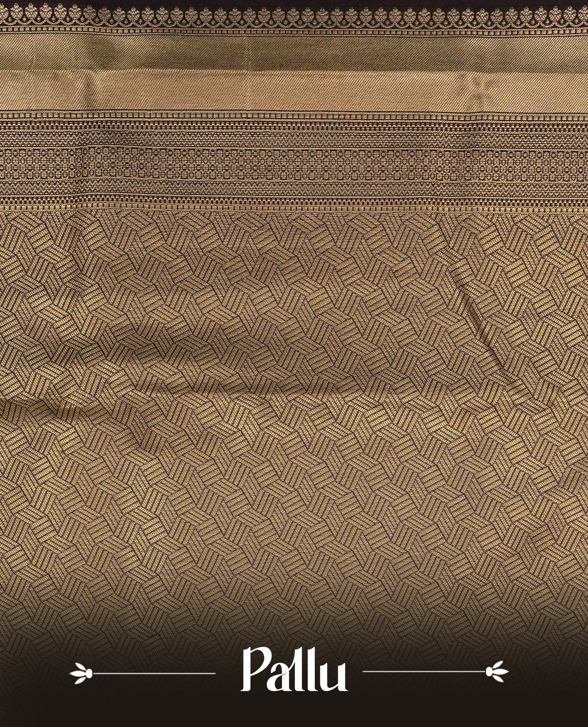 Gold Colour Semi Tissue Silk Saree featuring a lustrous self-textured body, complemented by a richly woven Green and gold zari border, an elegant geometric zari pallu and paired with a matching blouse piece.