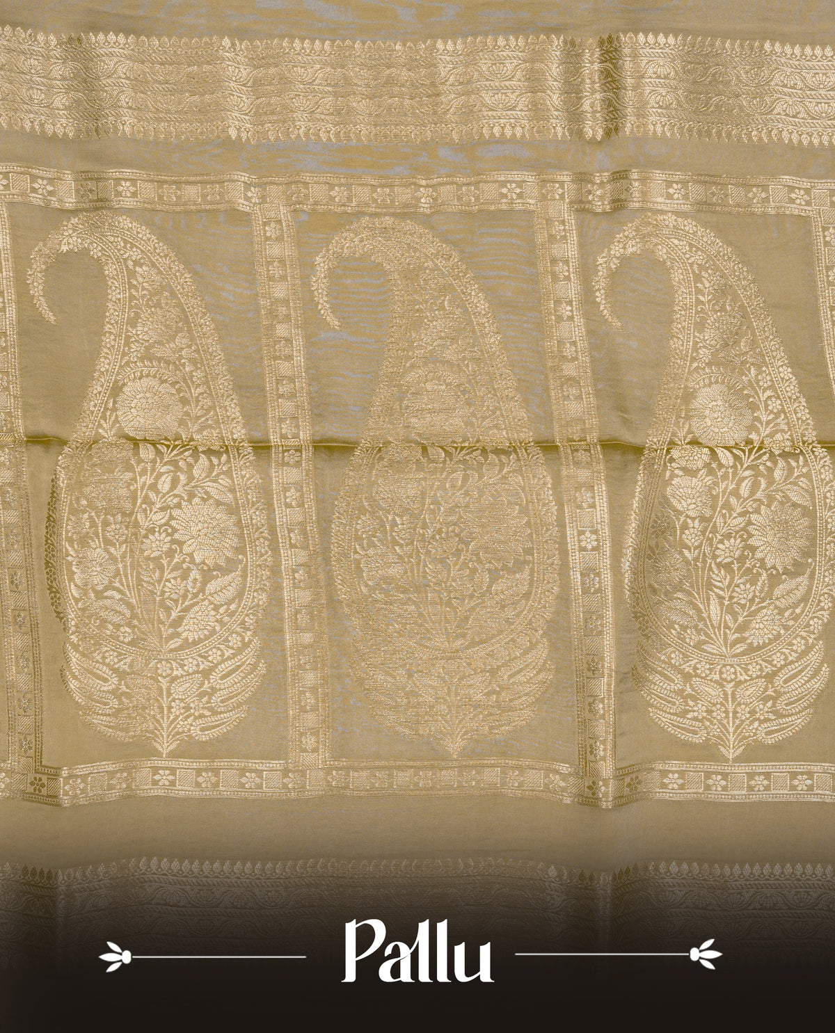 Beige colour Banaras satin crepe silk saree featuring Plain body, associate with Gold zari traditional border, comes with matching blouse piece.
