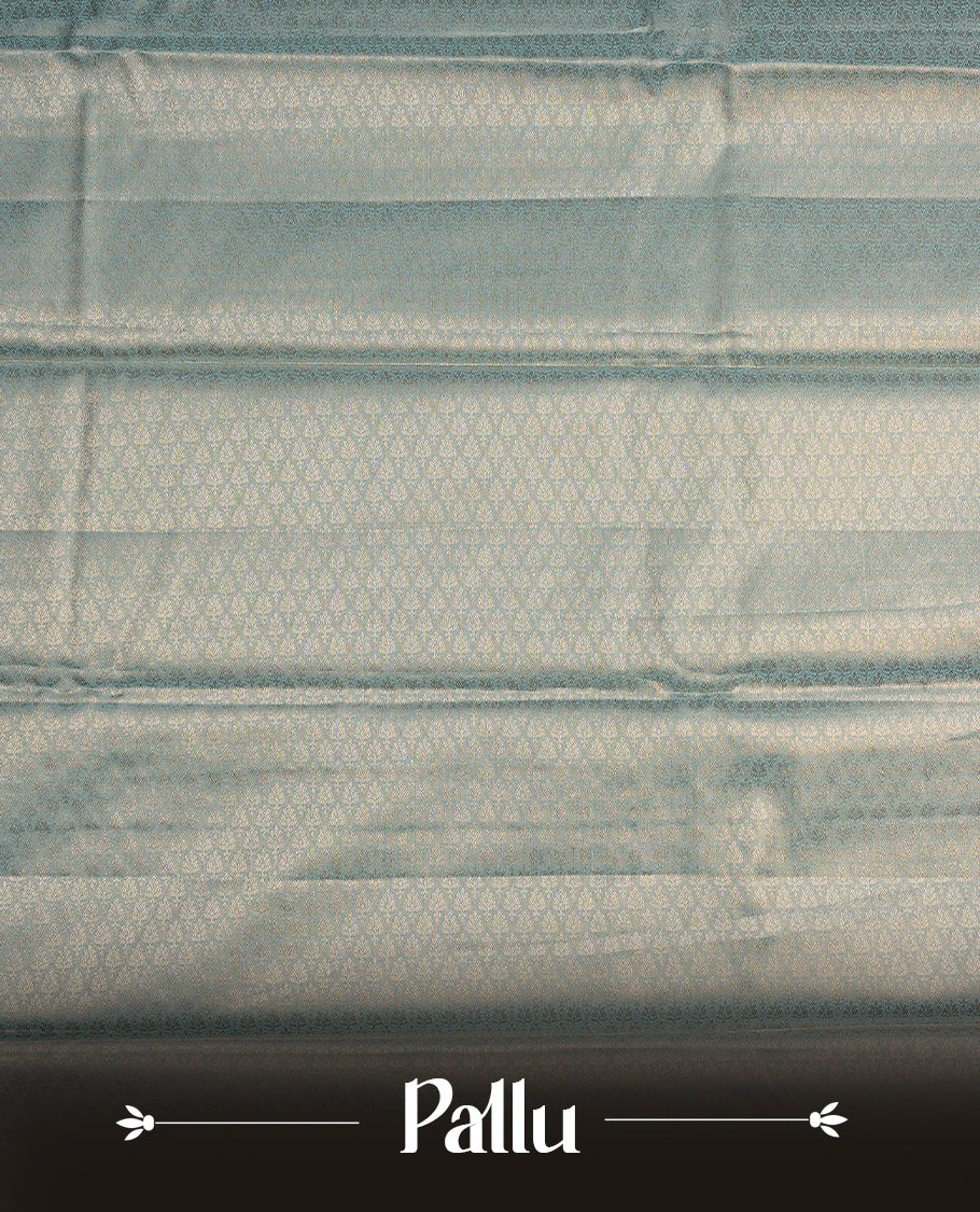 Blue & silver colour semi tissue silk saree featuring silver zari pattern on body, Self colour with silver zari traditional border, paired with matching blouse piece.