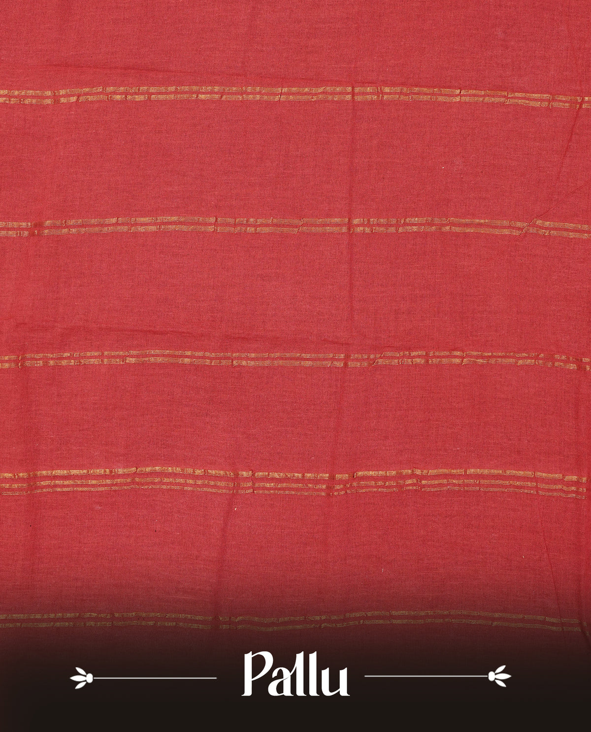 Red Colour Sungudi Cotton Saree with gold zari motifs on the body, a matching gold zari border, and a plain pallu. Paired with a contrast Dark Green colour blouse piece featuring a gold zari peacock border.