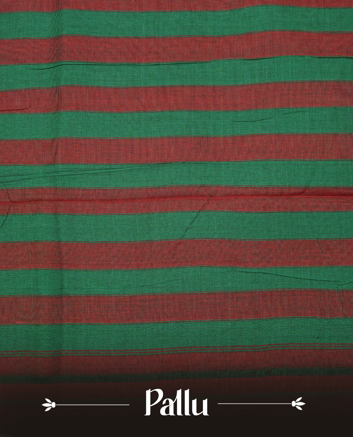 Dark Green colour Narayanapattu cotton saree with a plain body, complemented by a Maroon colour with gold zari and red colour temple designed border & contrast pallu, paired with a matching blouse piece.