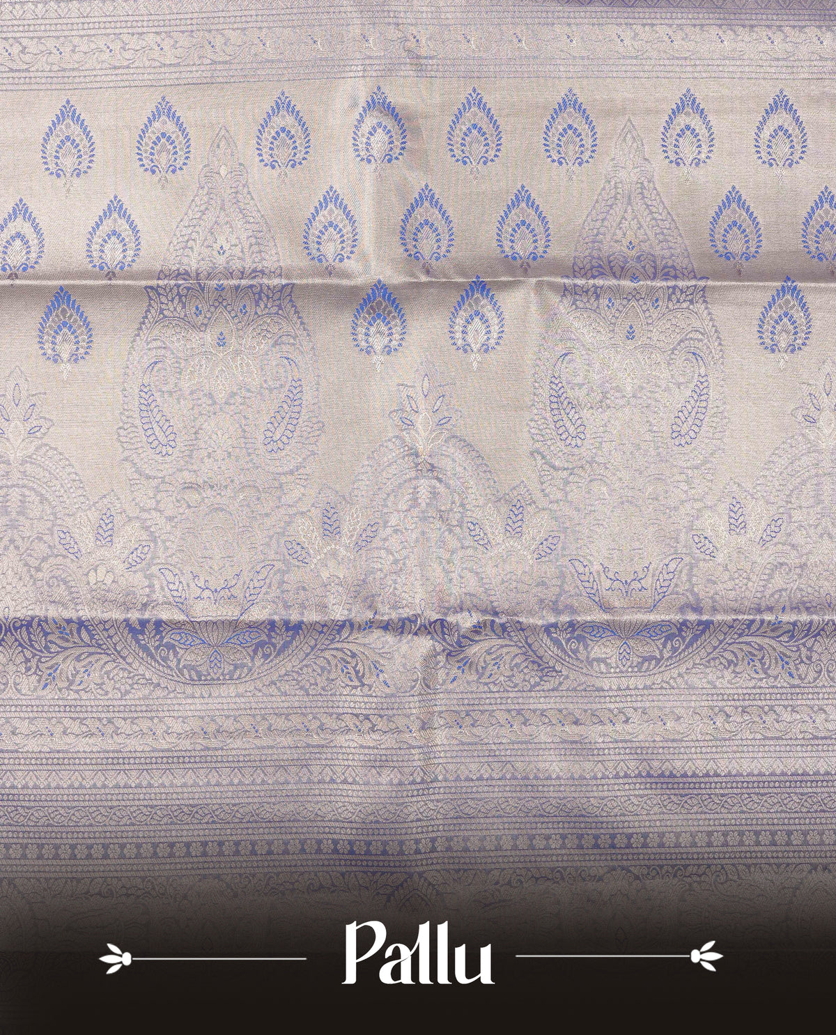 Lavender Colour Tissue Silk Saree featuring an elegant all-over floral Kodi zari woven body, a richly woven Gold zari pallu, complemented by a matching Gold zari border and paired with a self-coloured blouse piece.