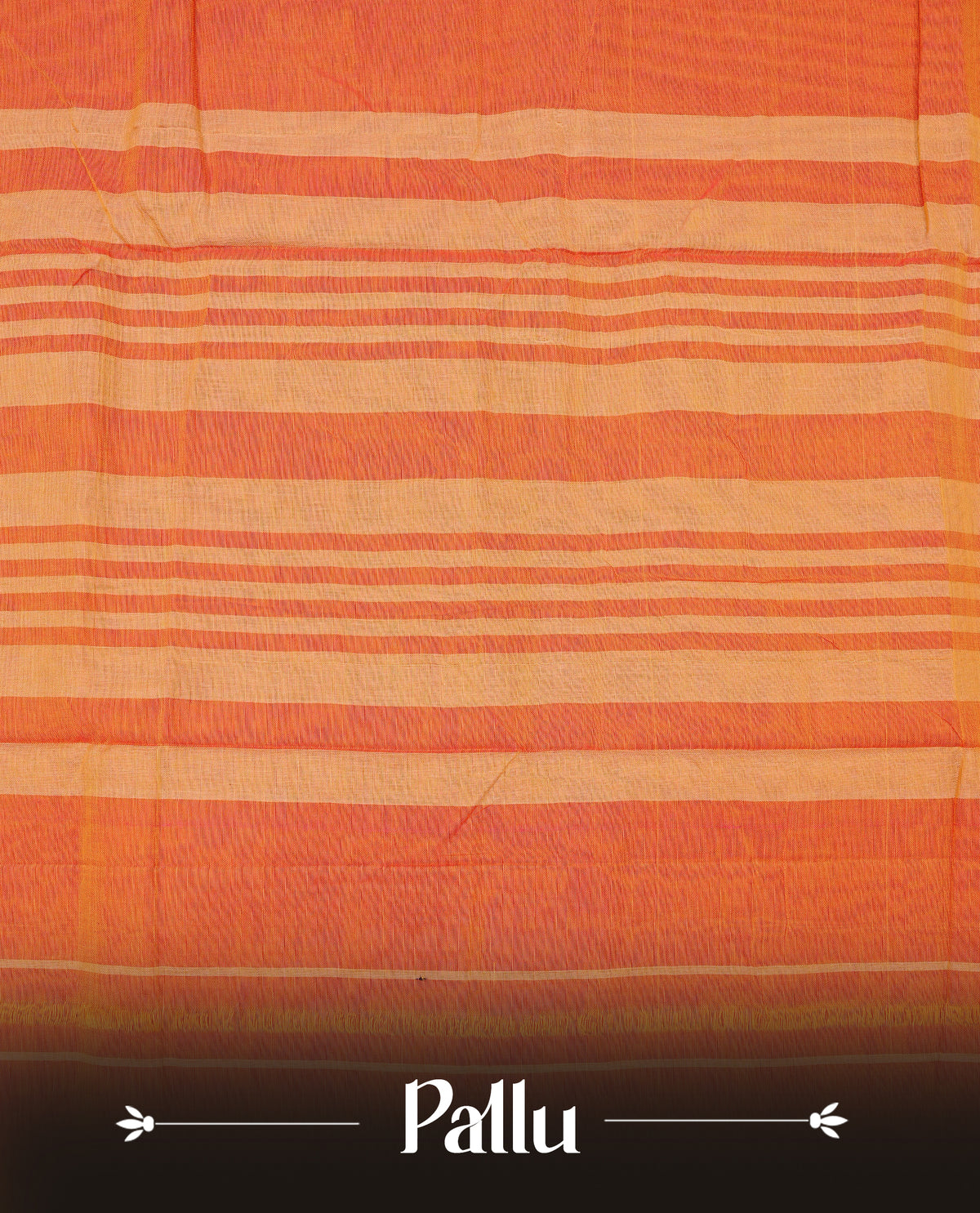 Orange colour colour Narayanapattu cotton saree with a plain body, complemented by a wine Colour with Beige colour border & contrast pallu, paired with a matching blouse piece.