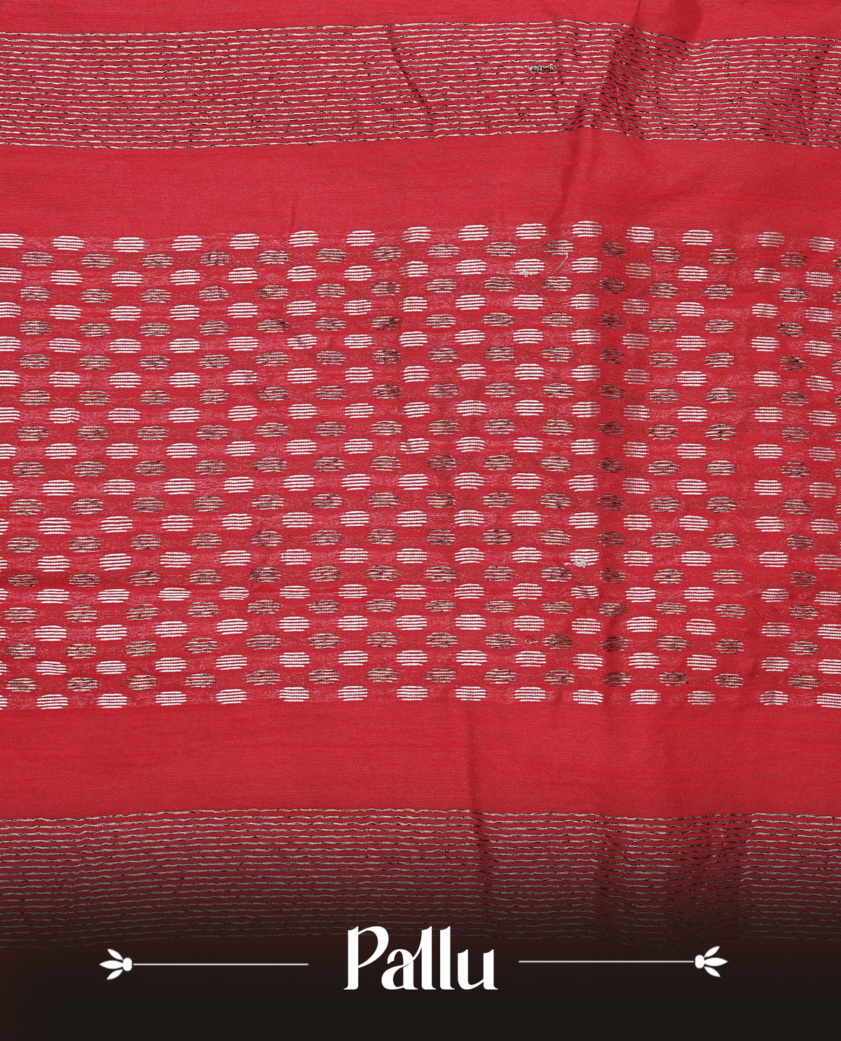 Red colour semi tussar silk saree featuring bold thread polka dot body, no specific border, comes with matching blouse piece