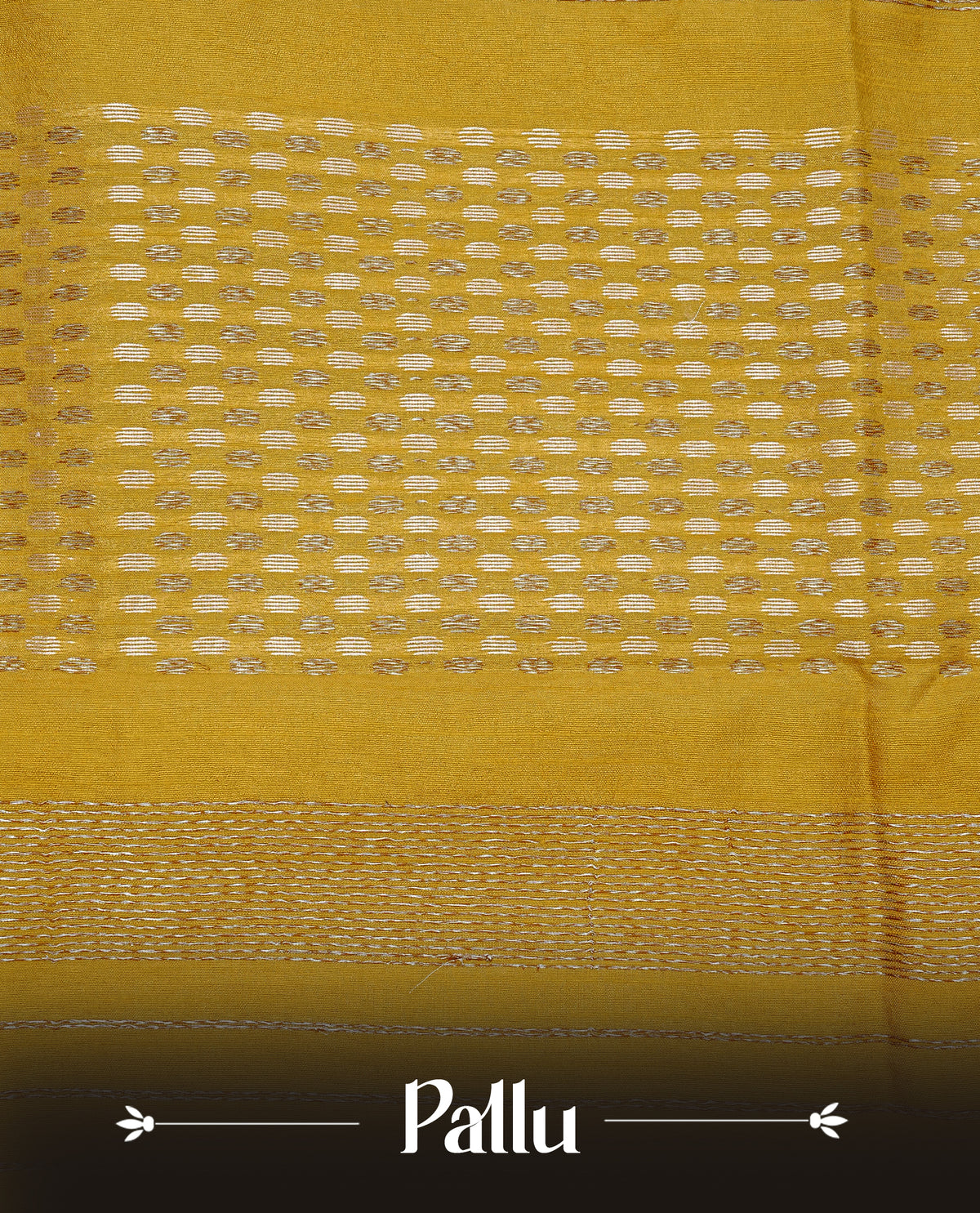 Mustard yellow colour semi tussar silk saree featuring bold thread polka dot body, no specific border, comes with matching blouse piece