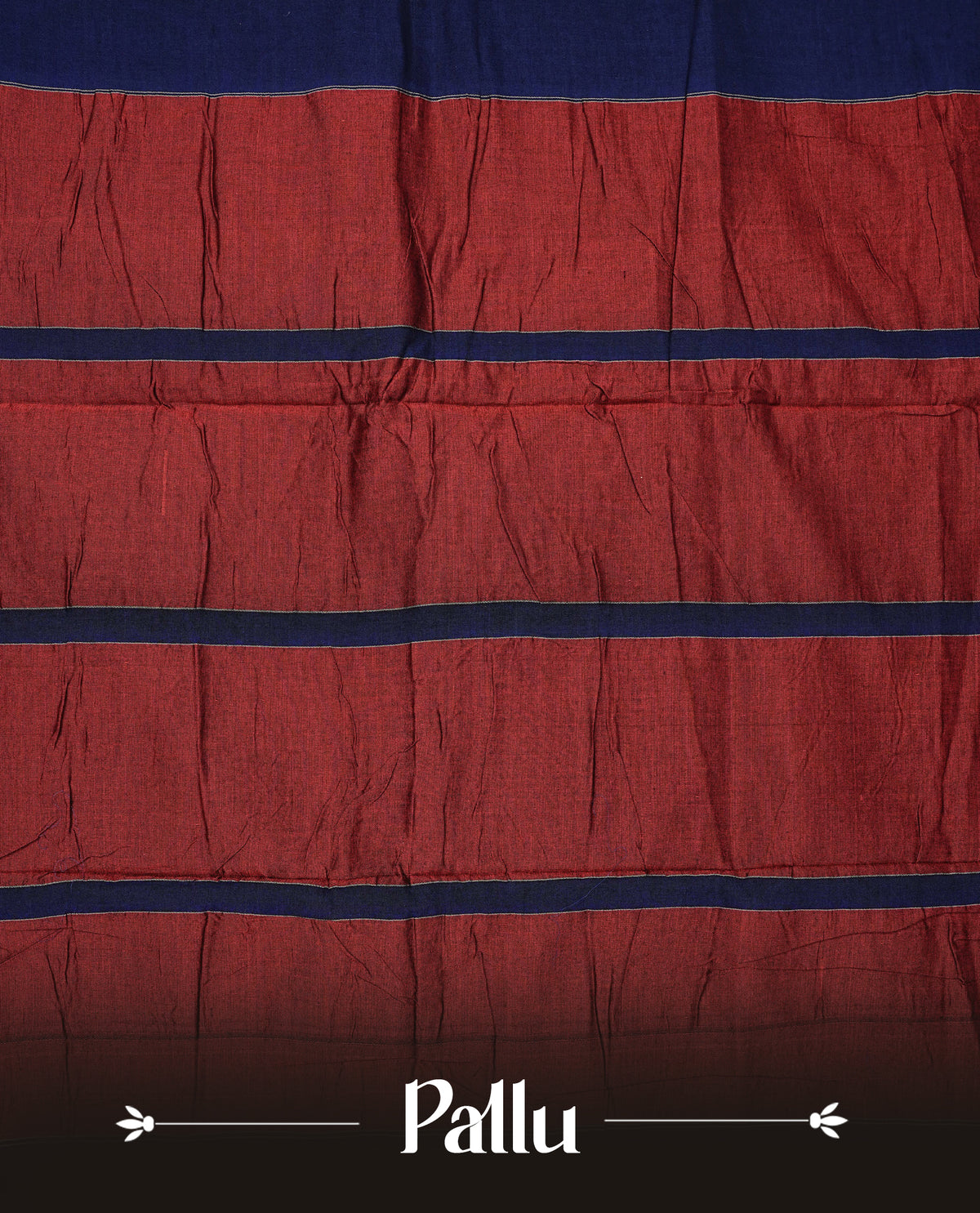Navy blue Colour Narayanapattu Cotton Saree with a Plain Body, featuring maroon with Contrast Beige Dancing Lady Motifs on Border and Contrast pallu. Paired with a Matching blouse piece.