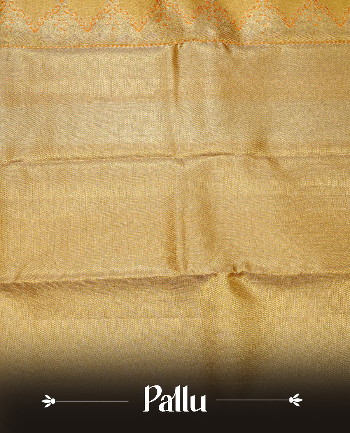 Gold colour pure tissue silk saree featuring orange doted stripes & motifs on body, complemented by self colour with simple border, comes with matching blouse piece.