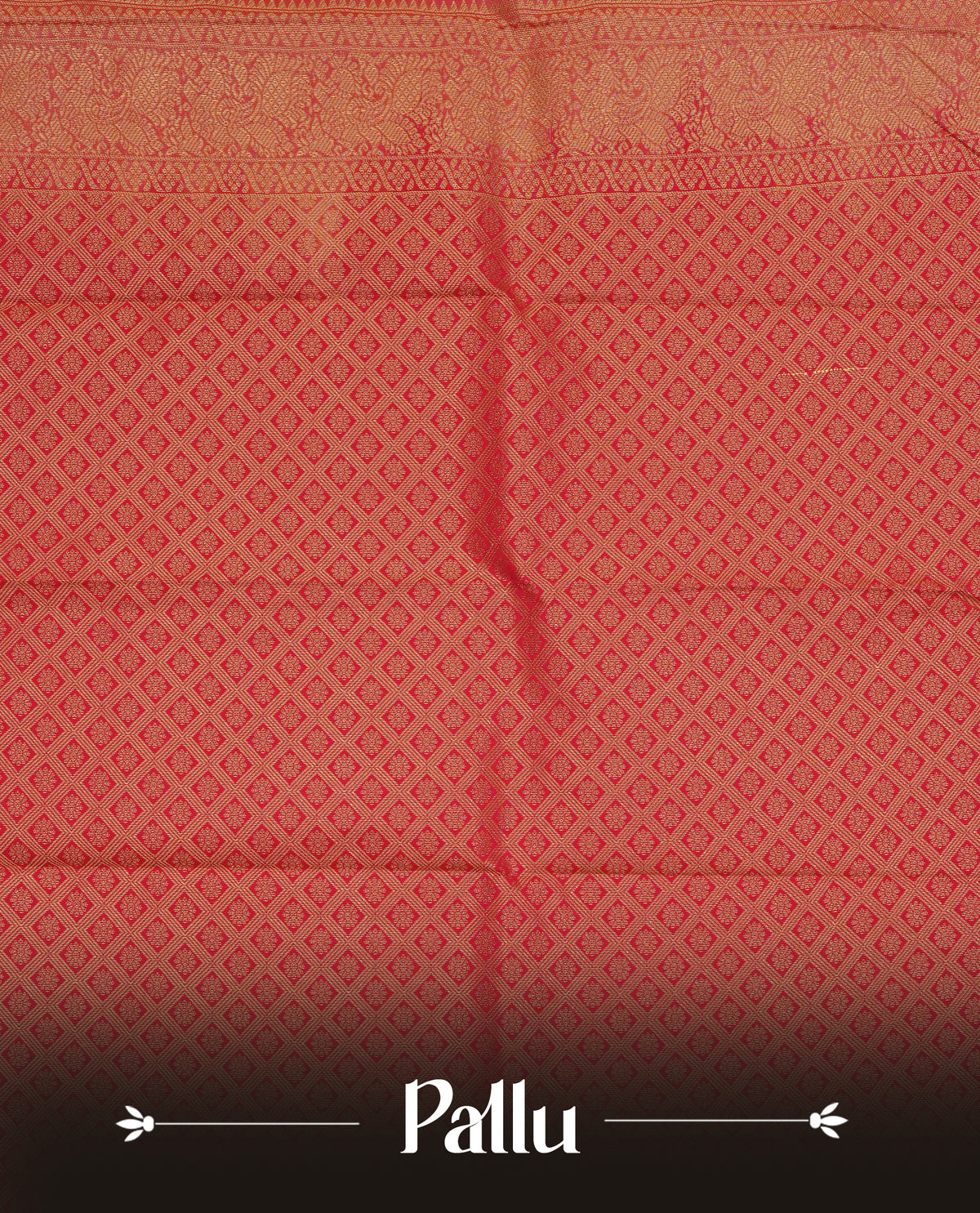 Cream colour soft silk saree featuring gold zari checks with floral mottifs on body, contrast reddish pink colour gold zari pecock traditional border, grand pallu comes with matching blouse piece.