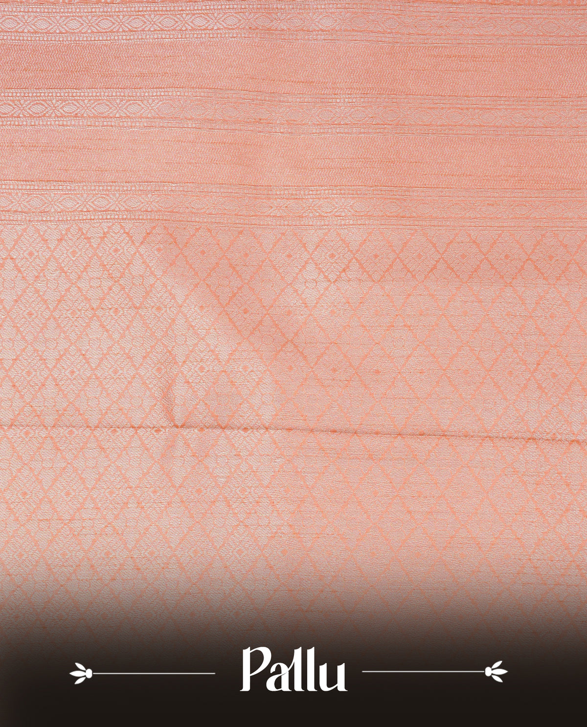 Peach colour softie silk saree featuring silver zari, rich pallu floral pattern brocade body, with contrasting self colour border.paired with matching blouse piece.