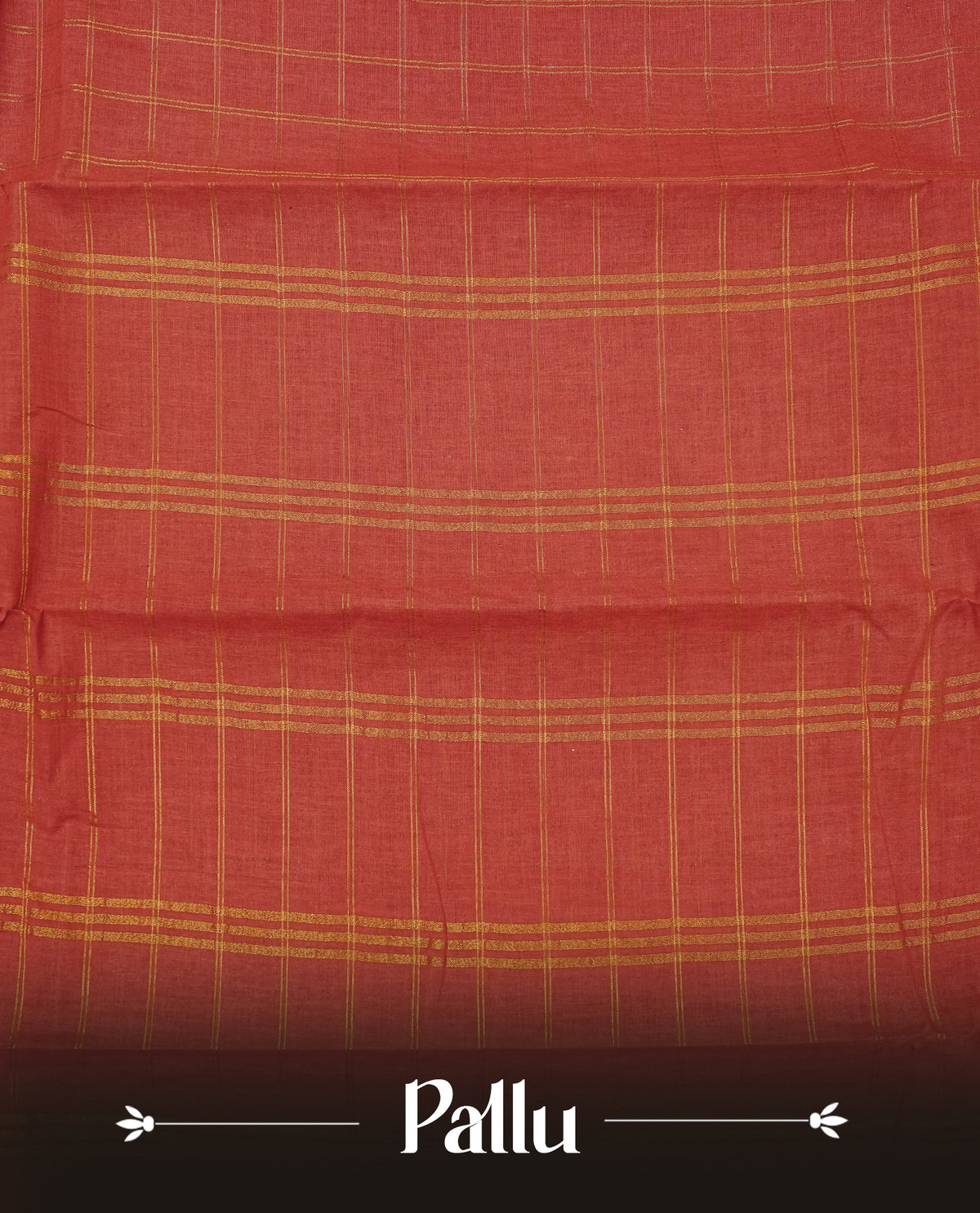 Red Sungudi cotton saree featuring elegant gold zari checks across the body, complemented by a rich gold zari peacock border. Paired with a matching blouse piece