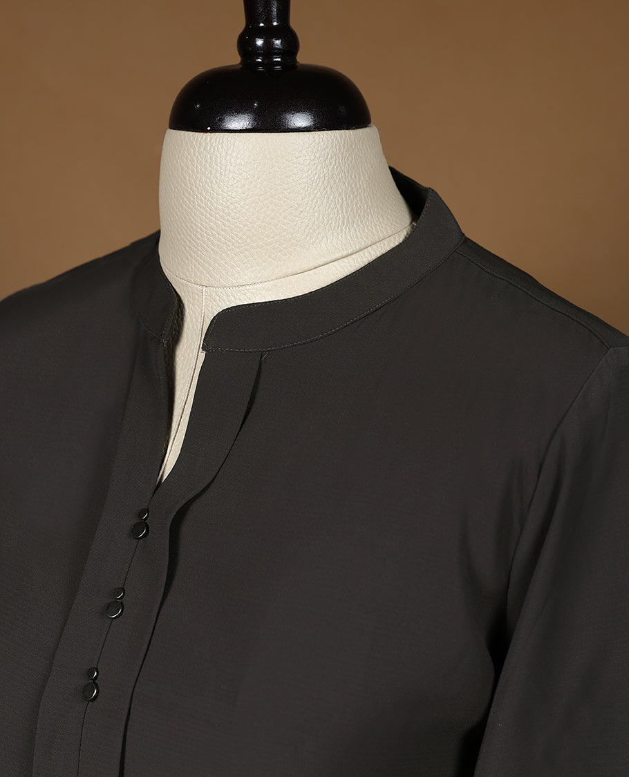 Grey Colour Readymade Tunic Top For Women with 3/4th Sleeves