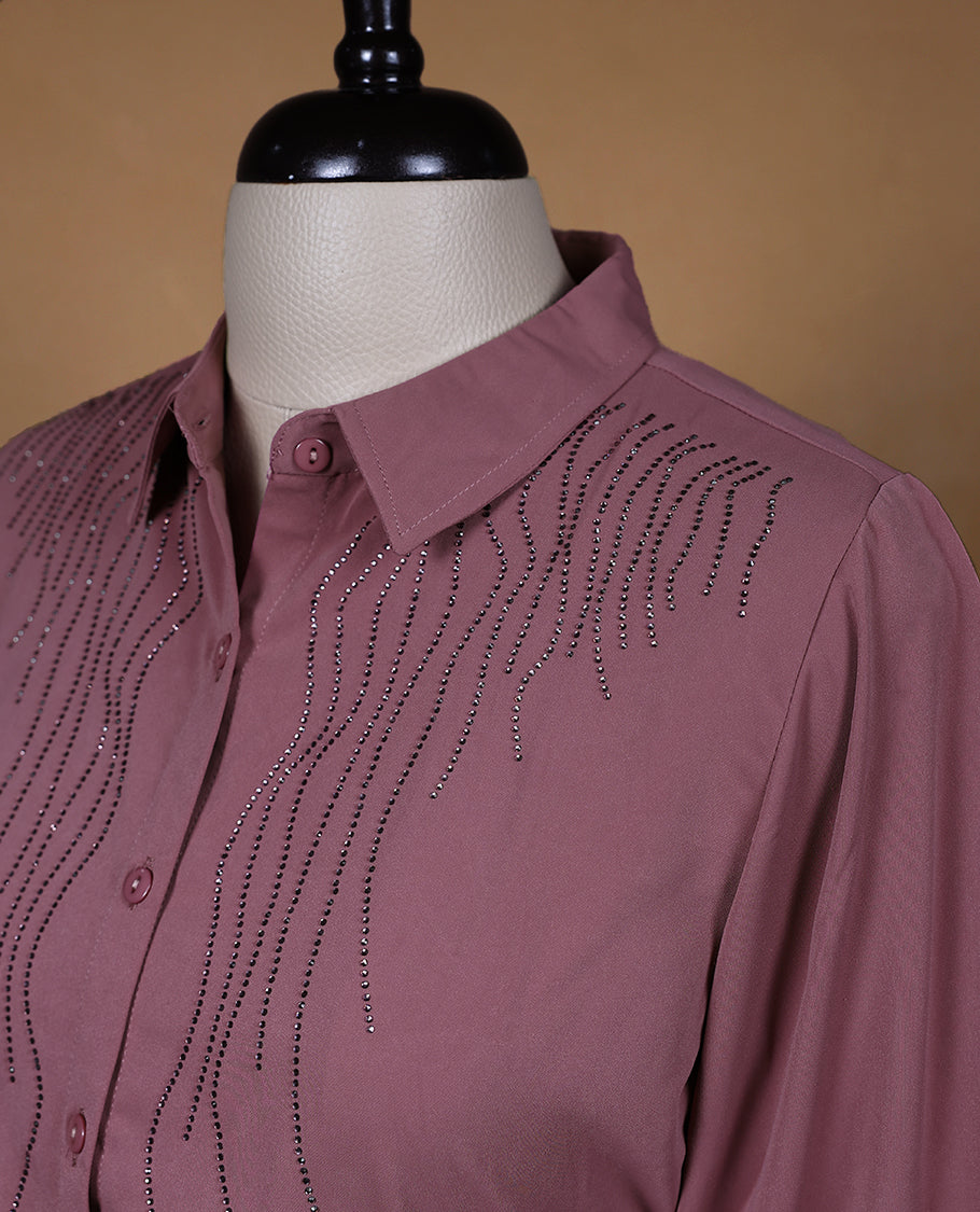 Onion Pink Colour Readymade Tunic Shirt For Women with 3/4th Sleeves