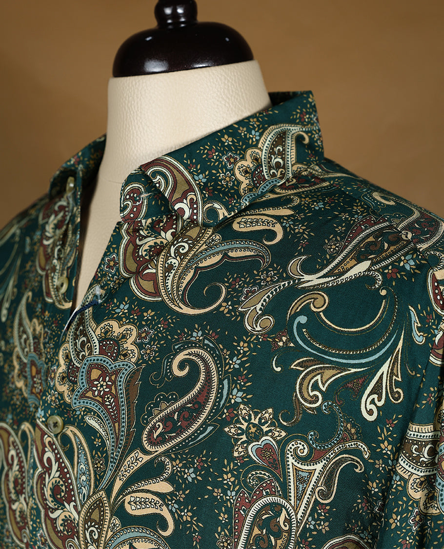 Bottle Green Colour Printed JOHN KIWIS Full Sleeve Shirt for Men