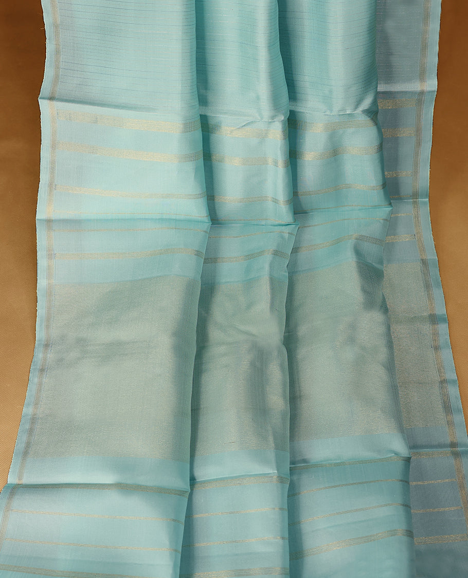 Baby Blue Colour Pure Kancheepuram Traditional Silk Saree having Thread Worked Body with Border and Blouse