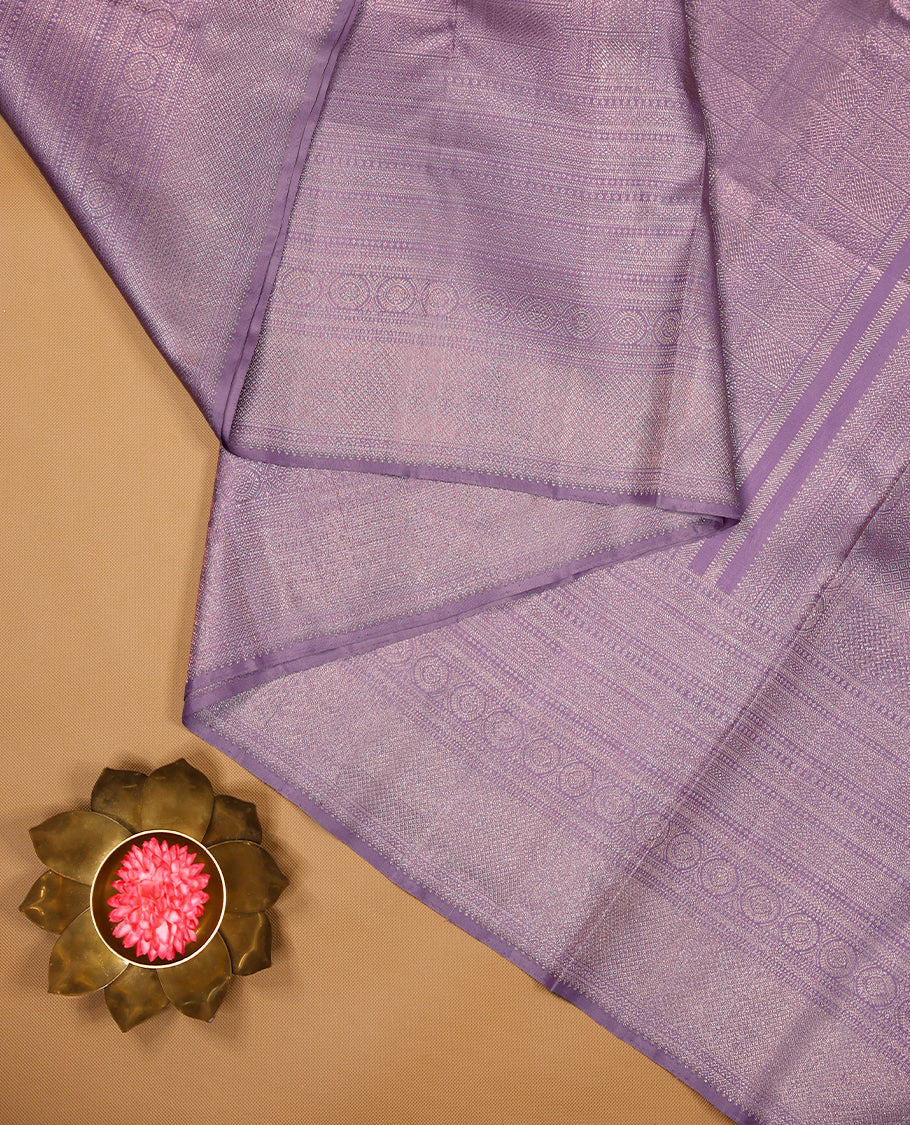 Pastel Onion Colour Kancheepuram Wedding Silk Saree having Brocade Body and Border with Self Coloured Blouse