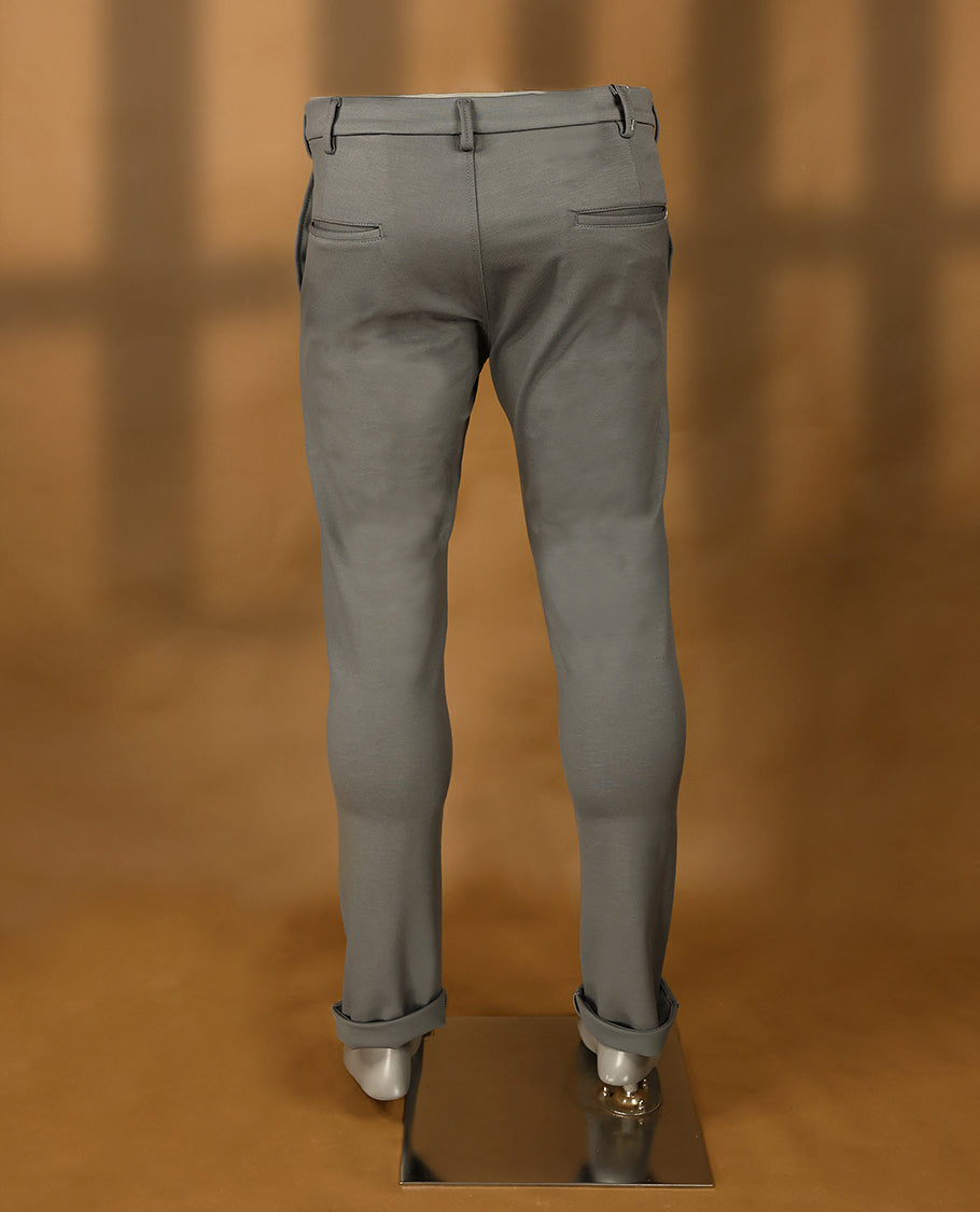 Ash grey colour IRONY plain formal pants for men.