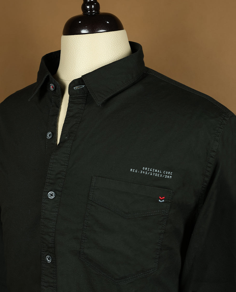 Dark Green Colour Plain YANKEE Full Sleeve Shirt for Men