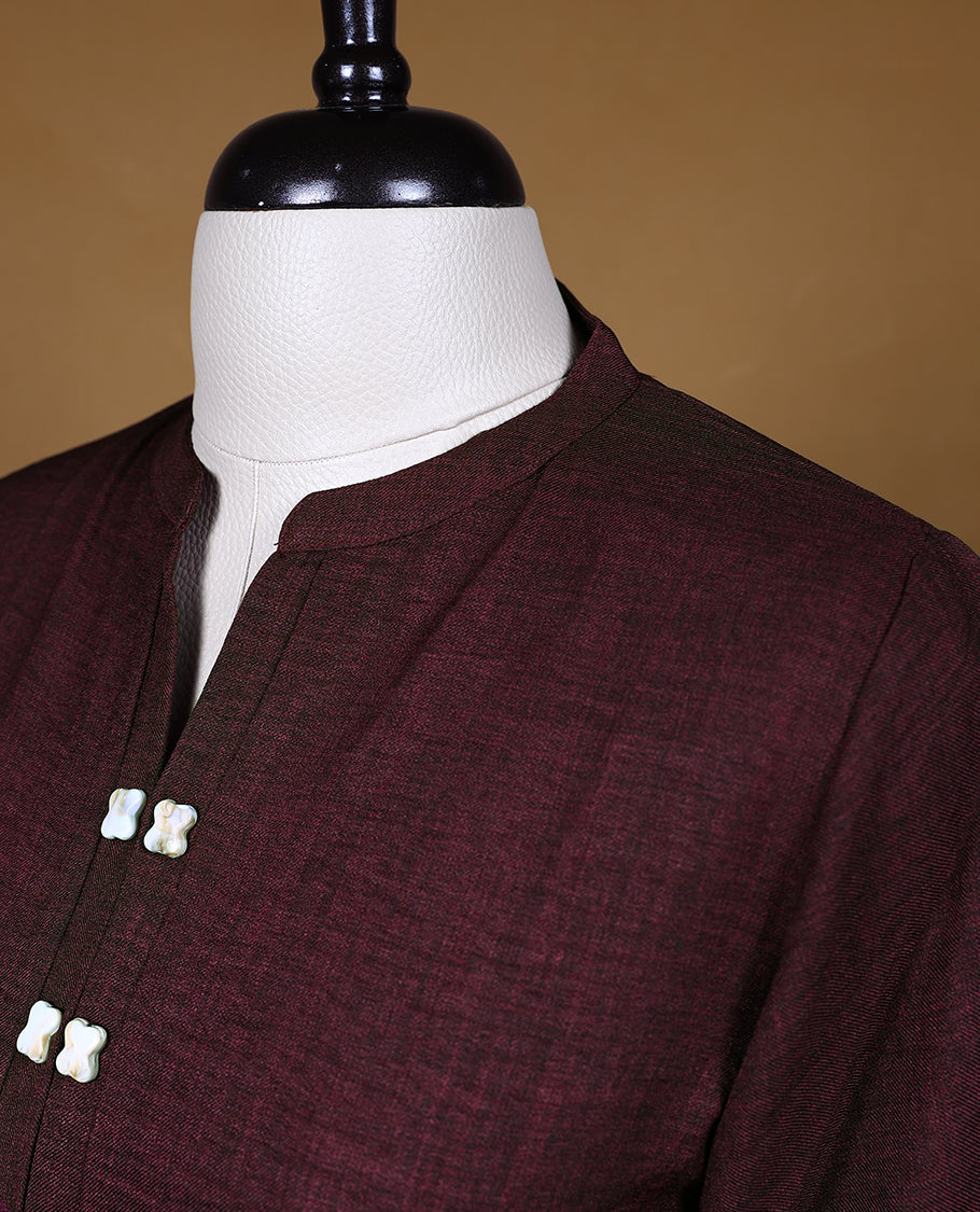 Maroon Colour Readymade Tunic Top For Women with 3/4th Sleeves