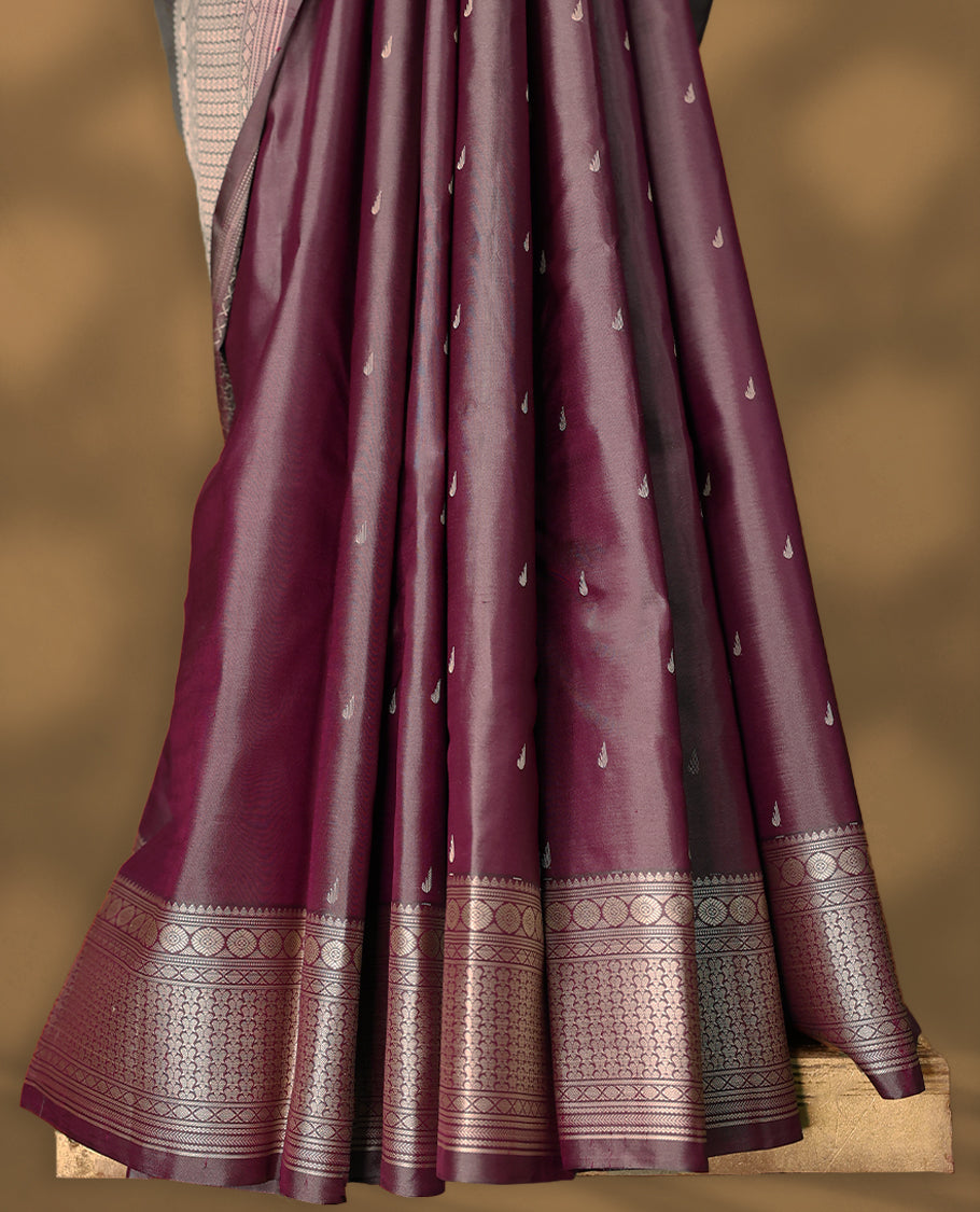 Faded Purple Colour Vasundhara Silk Saree having Thread Buttas in Body with Border and Self Coloured Blouse