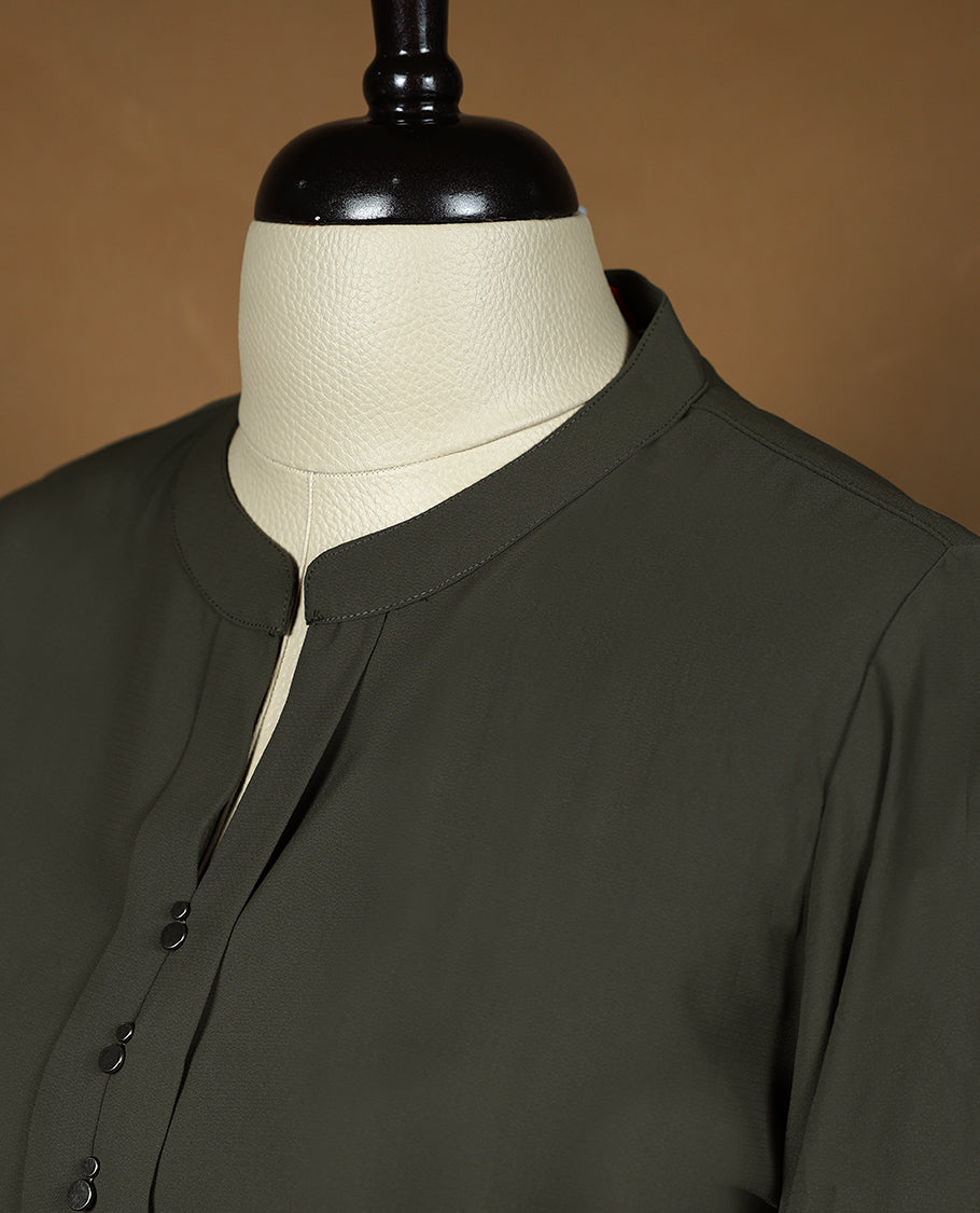 Olive Colour Readymade Tunic Top For Women with 3/4th Sleeves