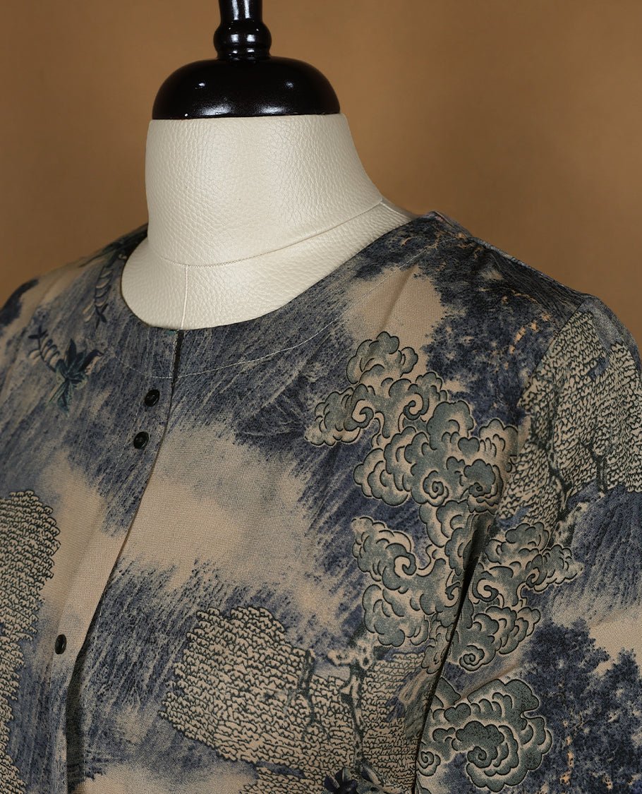 Multi Colour Readymade Kurti with Digital Prints For Women with 2/4 Sleeves