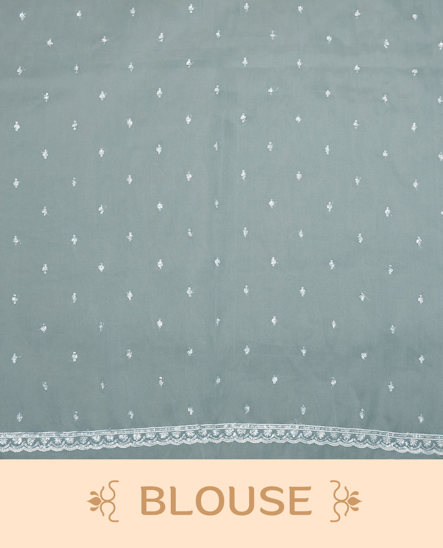 Baby Blue Colour Organza Designer Saree having Thread and Sequence Worked Body with Border and Blouse