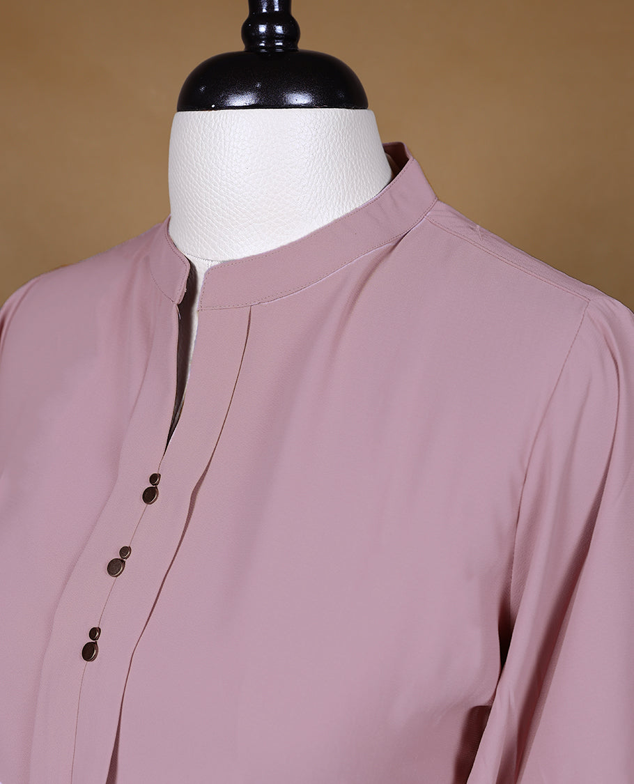 Light Onion Pink Colour Readymade Tunic Top For Women with 3/4th Sleeves