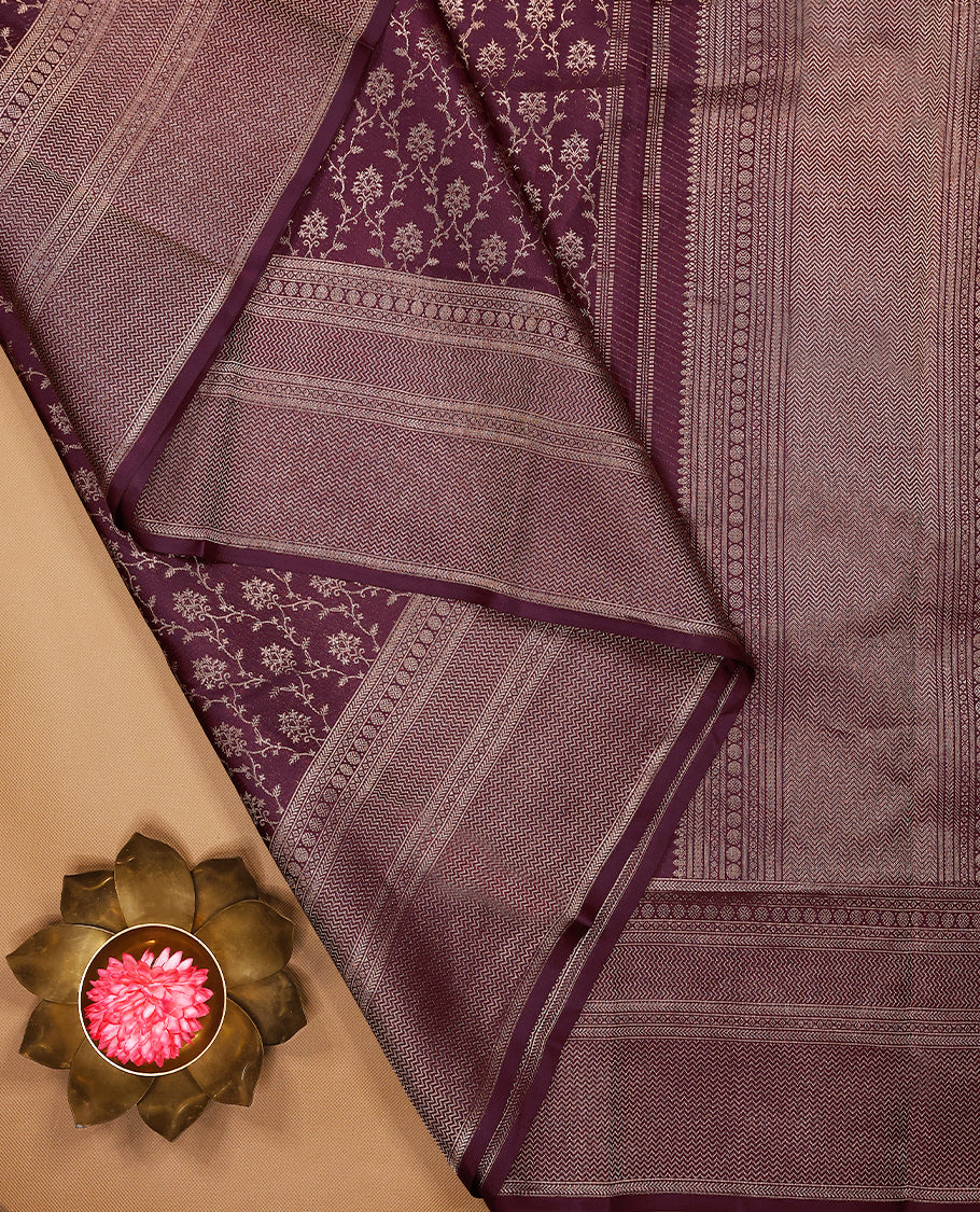 Royal Maroon Colour Kancheepuram Wedding Silk Saree having Jaal Worked Body and Border with Self Coloured Blouse