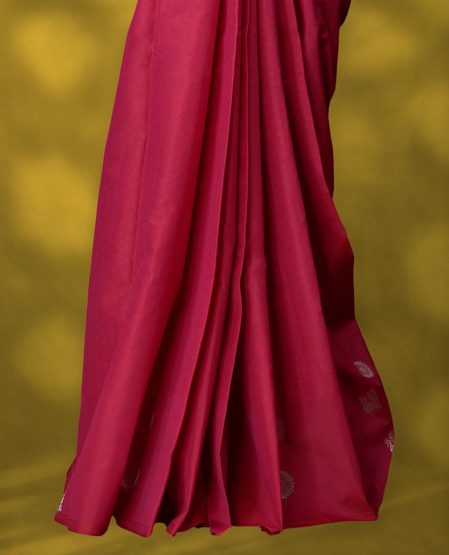 Dark Red Colour Vasundhara Lite Silk Saree having Self Coloured Thread Work in Body with Border and Blouse