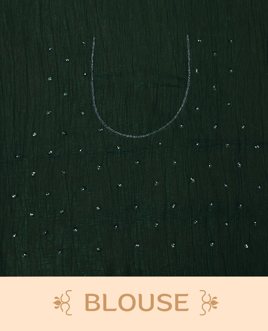 Bottle Green Colour Designer Saree having Stone and Sequence Worked Body with Worked Border and Blouse