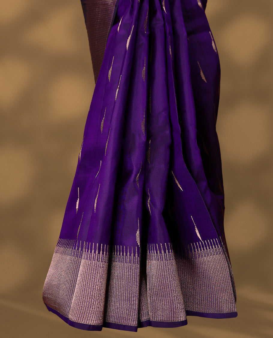 Dark Violet Colour Vasundhara Silk Saree having Copper Thread Work in Body with Border and Blouse